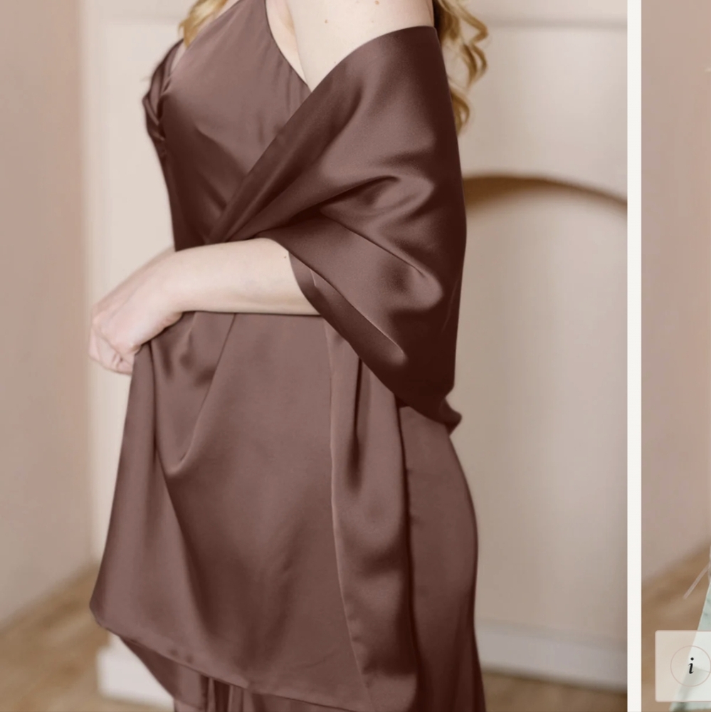 Revelry Satin Shawl Wrap in Chocolate Brown